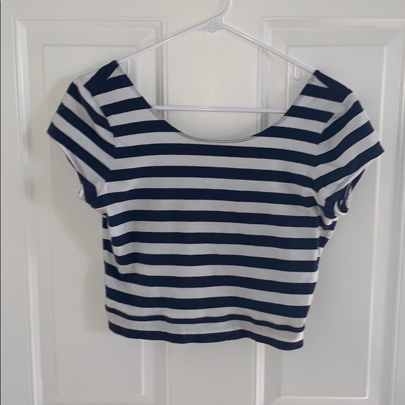 Hollister California Striped Open-back Crop Top - Picture 1 of 4
